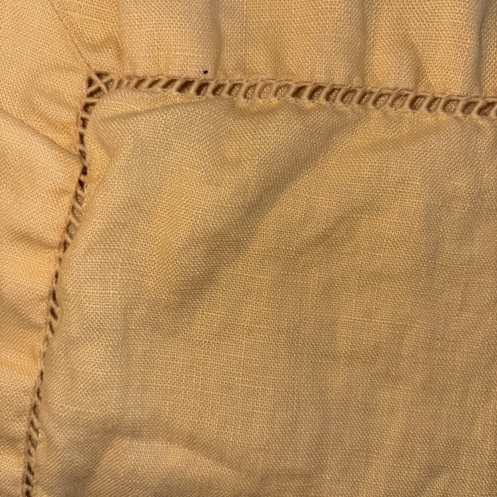 Vintage Pottery Barn 4 Placemats and 4 Napkins Linen with Hemstitch‎ in gold